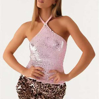 Débardeur à paillettes pour femmes Night Club Ladies Sexy Sequins Top Camisole