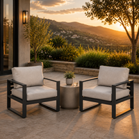 Ensemble de mobilier de salon extérieur en aluminium de luxe moderne pour terrasse, résistant aux intempéries, avec canapé et foyer