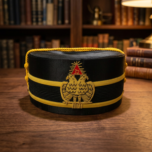 32nd Degree Scottish Rite Crown Cap Black Polyester Double Braid-Ceremonial <b>Hat</b> for Daily Use Unisex Four Seasons - Product Image 1