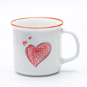 Juego de tazas de cerámica para parejas del Día de San Valentín, tazas de café de corazón de conversación coloridas con refranes sinceros para Bodas de aniversario
