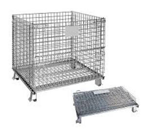 سلة أسلاك معدنية للخدمة الشاقة مع عجلات قابلة للطي صندوق تفريغ لعرض التجزئة للتخزين - Product Image 3