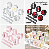 Base de corsage de poignet en cuir pailleté avec bracelet réglable pour arrangements floraux DIY, accessoire floral pour mariage, bal de promo et fête