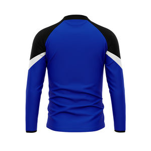 Ensemble de sport pour hommes bleu noir élégant, col rond, fermeture éclair, design personnalisé, survêtement d'entraînement d'équipe, taille élastique, tenue décontractée, imprimé - Product Image 3