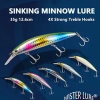 MISTER – leurre de pêche dur de 12.6cm de long, minnow coulant de 35g