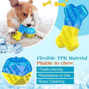 Juguete de dentición congelable, mordedor para mascotas, juguetes para masticar refrigerantes, juguetes interactivos con forma de hueso y bola para congelar para cachorros en verano - Product Image 3