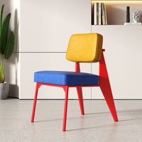 Chaise de salle à manger et tabouret Memphis de style italien, écologiques, avec structure métallique, design moderne, couleur tendance, mobilier de maison