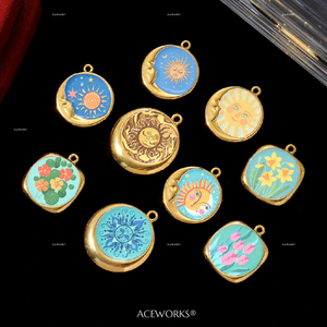 Cuentos del Jardín Celestial |   Dijes de Acero Inoxidable con Baño de Oro PVD de 18K y Esmalte Pintado a Mano |   Colgantes Impermeables y Resistentes al Deslustre - Product Image 5
