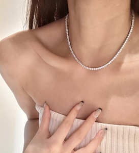 Collier tennis en diamant de laboratoire certifié IGI 10 points, or blanc 18 carats, taille brillant, chaîne tennis, bijoux fins, luxe pour femme - Product Image 4