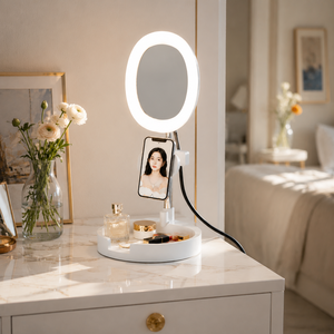 Lampe annulaire de bureau pour ordinateur portable avec clip, accessoires pour consommateurs, directement de l'usine, lampe de voyage pliable améliorée pour téléphone et selfies - Product Image 2