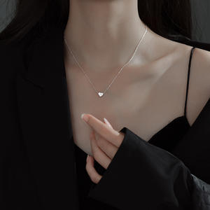 Collier ras du cou mode femmes collier coeur gravable 925 argent Sterling lettre collier pendentifs - Product Image 2