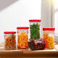 200ml 220ml 240ml 260ml 285ml 300ml Pots en verre de miel de confiture ronds clairs vides avec couvercles en métal pour l'emballage de piment de sauce piquante de cornichon