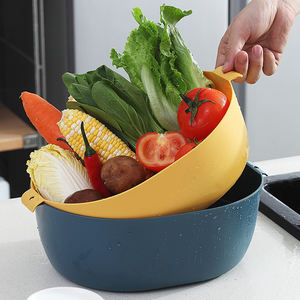 Sesam Gute Qualität Siebe Abfluss korb Doppels chicht Kunststoffs iebe zum Abtropfen von Pasta Gemüse Obst - Product Image 4