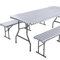 Vente en gros Impression personnalisée Bienvenue 90x28 pouces Vinyle ajusté Imperméable Couverture de table extérieure Couverture de table de pique-nique pour la fête