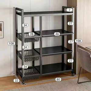 Estante <span class=keywords><strong>de</strong></span> Almacenamiento Multifuncional para Cocina, Organizador Reforzado con <span class=keywords><strong>Cestas</strong></span> <span class=keywords><strong>de</strong></span> Malla para Frutas y <span class=keywords><strong>Verduras</strong></span>, Uso en el Hogar y Dormitorios - Product Image 3