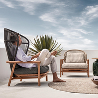 Canapé en bois extérieur de loisirs nordiques chaise en rotin de terrasse de jardin imperméable pour la cour balcon crème solaire teck pour la vie en plein air