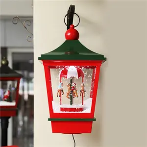 Dẫn đèn lồng giáng sinh Santa đèn lồng đồ trang trí trang trí với tuyết cho kỳ nghỉ trang trí