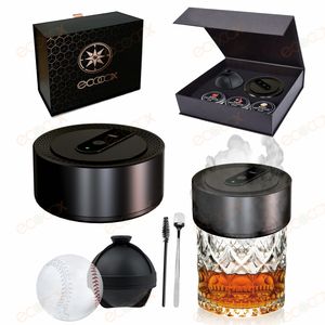Kit de fumoir à whisky électrique rechargeable (pas besoin de <span class=keywords><strong>butane</strong></span>) rechargeable avec moule à glaçons en copeaux de bois à 6 saveurs boîte-cadeau de qualité supérieure - Product Image 1