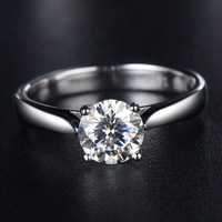 Bague Solitaire Éblouissante en Moissanite Ronde, en Argent Sterling 925, Sertie à Griffes, pour Femme
