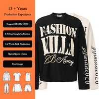 T-shirts à manches longues en coton gaufré lourd 300 GSM, style streetwear hip-hop, coupe ample et oversize, avec logo personnalisé imprimé à l'écran pour hommes