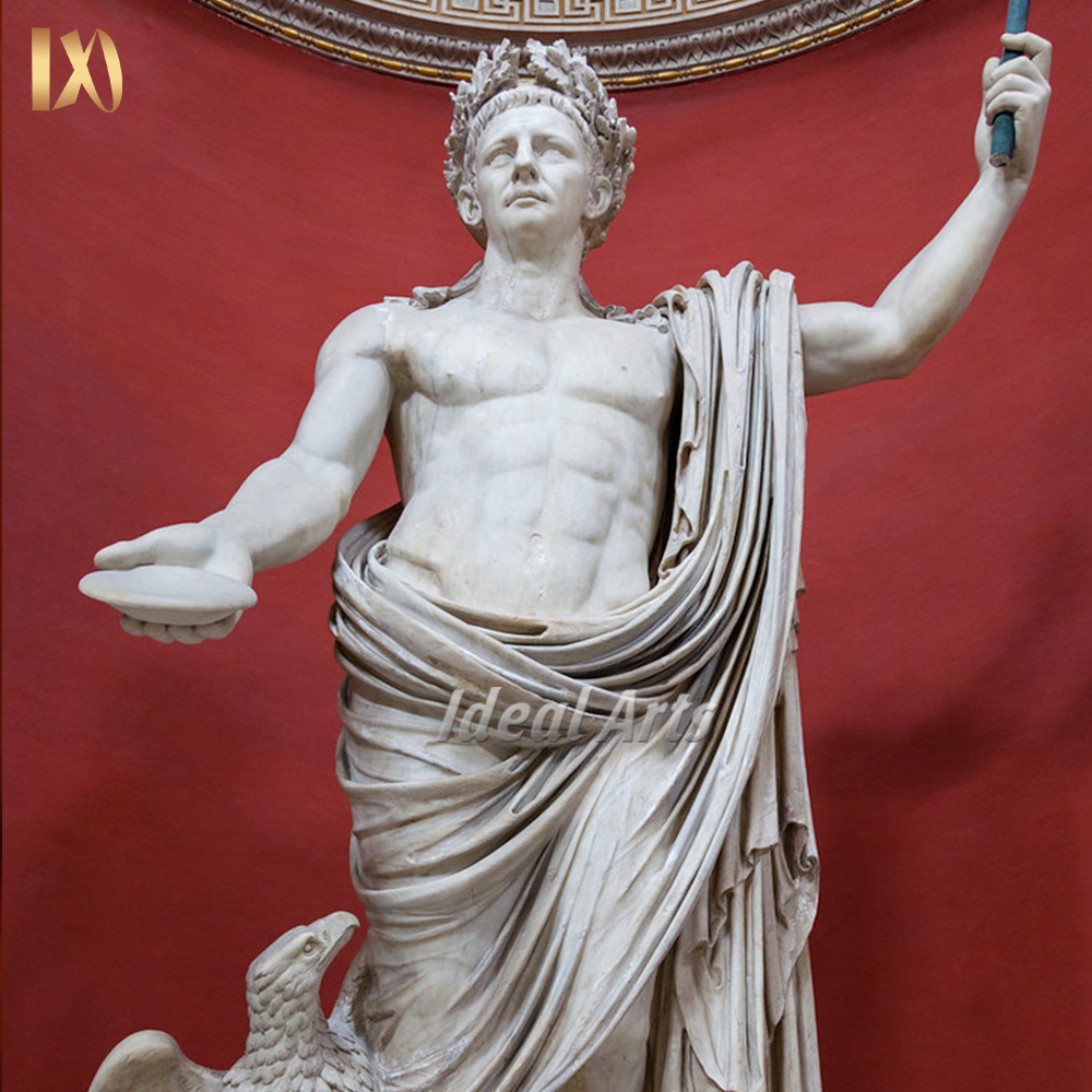 理想的なアート等身大男性彫刻白い大理石のシーザー像ヨーロッパローマ