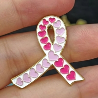 Épingles de revers personnalisées en ruban rose pour la sensibilisation au cancer du sein, soutien et espoir, événements caritatifs, campagnes d'octobre, vente en gros, badge métallique