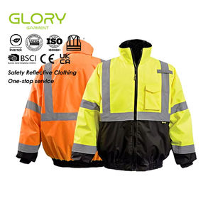 Bán buôn an toàn <span class=keywords><strong>Hi</strong></span> <span class=keywords><strong>VIS</strong></span> huỳnh quang ngoài trời mùa đông bảo hộ lao động áo khoác với phản quang không thấm nước làm việc quần áo cho giao thông đường bộ - Product Image 1