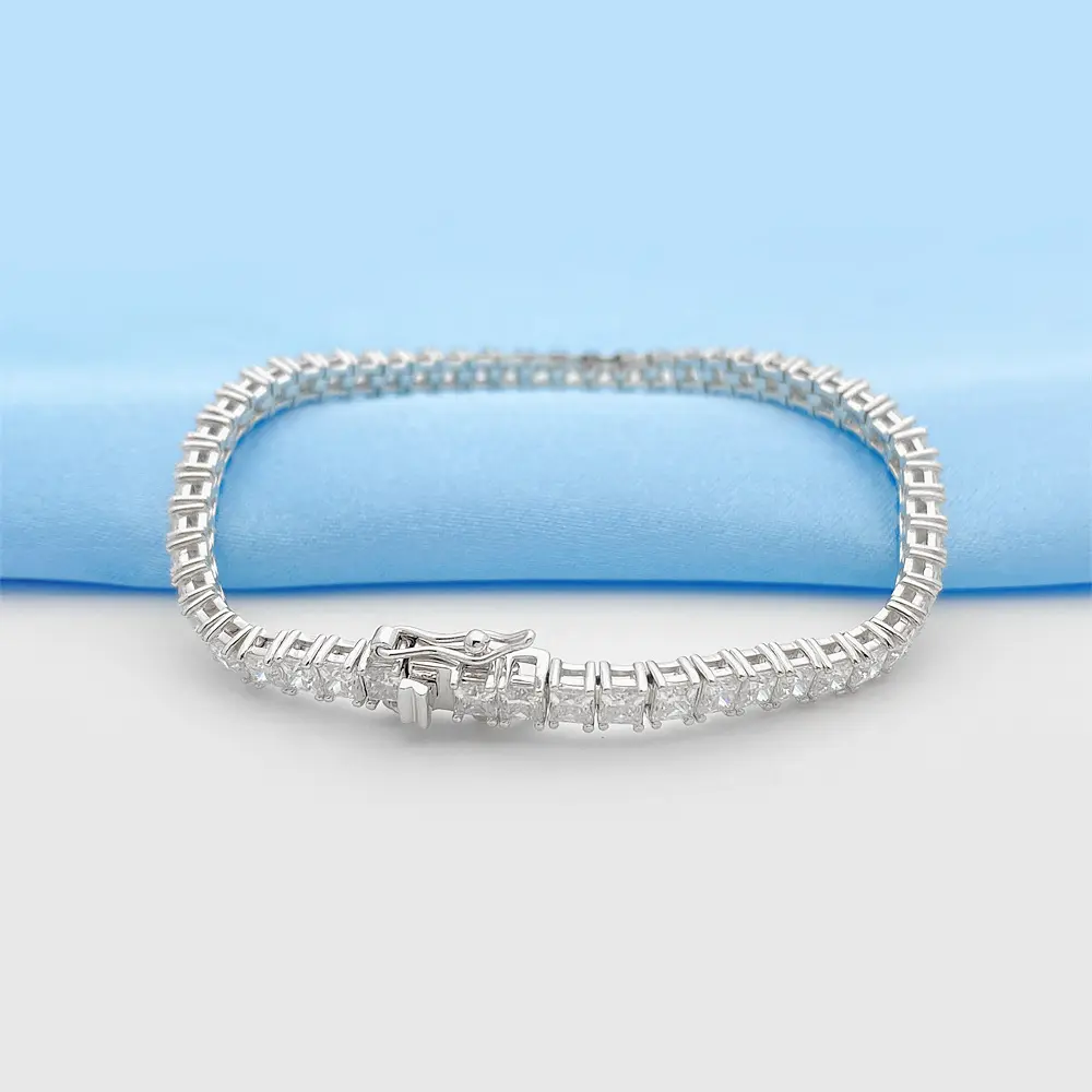 Bestseller Gläser Diamant Sterling-Silber 925 Schmuck Moissanit Tenniskette Armband für Herren Damen