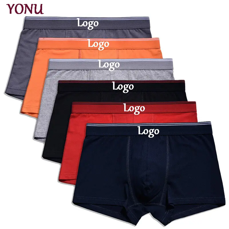 Custom Logo Large Size Spandex/Cotton Sexy Lingerie Mid Waist Breathable Men's Boxer Shorts
