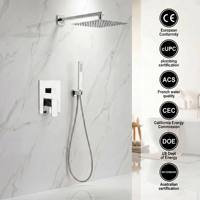 Système de douche de salle de bain Ensemble combiné de pommeau de douche pluie de 8 pouces avec valve et garniture Mélangeur de pluie de luxe Robinet de douche dissimulé argent