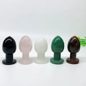 Wholesale Natural Stone Amethyst anal putt plugs crystal light bulb baubles massage plug for adult