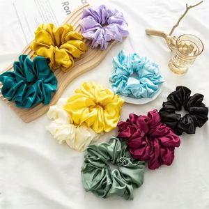 Nouveaux Grands Chouchous en Soie Satinée, Style Européen et Américain, Couleur Unie, Élégants, Élastiques, 15 cm, pour Femmes - Product Image 2