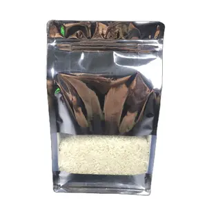 China supplier wholesale flat bottom zip lock rice bag moisture proof OPP transparent foil packaging sachet with clear window