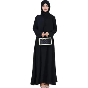 Abaya unie pour <span class=keywords><strong>femme</strong></span>, robe de prière musulmane modeste, robe longue à manches longues, robe maxi Dubaï, robe islamique légère, OEM/Personnalisé - Product Image 2
