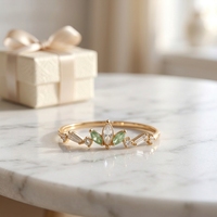 Bague Éternité Ajustable en Laiton Plaqué Or 18K et Rhodium, Ornée de Zircons Trèfle Porte-Bonheur Tendance, pour Femme, Usage Quotidien