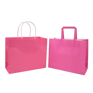 Pink Paper Bags with Handles Gift Treasure Beads Packaging Bags Customised Outer Packaging HDPK