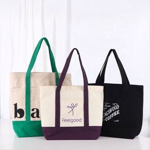 Sac fourre-tout en coton écologique de grande capacité, professionnel, pour l'extérieur, avec patchwork coloré et logo brodé personnalisé - Product Image 1