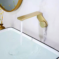 Robinet de salle de bain mural encastré monotrou en laiton thermostatique doré moderne, design créatif pour salle de bain