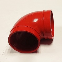 Raccords d'accouplement mécanique en té coudé de tuyau en fonte malléable UL FM peints en rouge pour système de gicleurs d'incendie