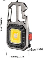 Gantungan kunci COB Mini portabel, Gantungan Kunci lampu saku Mini dapat diisi ulang 500 lumen dapat diisi ulang