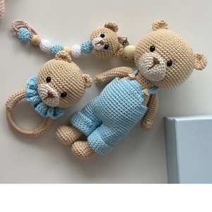 Kaiyue - <span class=keywords><strong>Mordedor</strong></span> de Madera para Bebé, Sonajero de Algodón Tejido a Crochet, Juguetes Sensoriales Hechos a Mano para Recién Nacidos, Juego de Juguetes de Ganchillo Amigurumis para Niños - Product Image 5