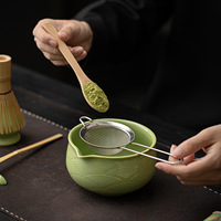 Ensemble de thé en céramique à motif ondulé Dehua, huit pièces, nouveau style chinois, pour la préparation du matcha, boîte cadeau incluant un bol à matcha et un fouet en bambou