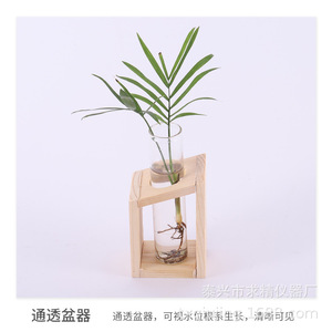 Wooden Glass Hydroponic Display <b>Stand</b> With Test Tubes For Pothos Plants Desktop Decoration <b>Vase</b> High Borosilicate Glass - Product Image 3