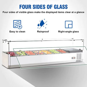 Kommerzielle Edelstahl-Salat bar | Display für gekühlte Lebensmittel mit Glas haube | 3/4/5 Abschnitte für Buffet Restaurant - Product Image 3