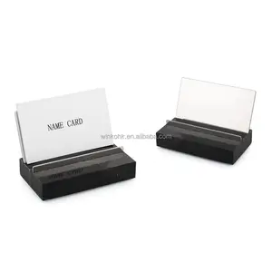 Metal Natural black marble base stainless steel back table desk card holder business exhibition reception application