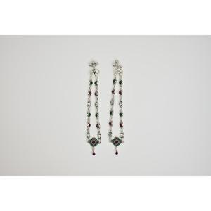 Chevillère vintage géométrique plaquée argent avec rubis et pierres vertes, bijoux pour femmes, style mariage, cadeau personnalisé - Product Image 4