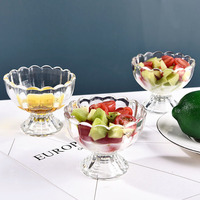 Bols à dessert en verre pressé transparent avec bord festonné pour crème glacée, salade de fruits, pouding – Commande en gros