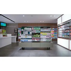 Pharmacy shop counter design retail medicine shelves display furniture for drugstore shop interior design pharmacy showcase