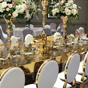 Silla de Boda de Acero Inoxidable de Lujo Dorada, con Respaldo Intercambiable y Extraíble, Estilo Luis - Product Image 6