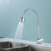 Articles sanitaires Robinets d'évier de cuisine chromés Robinets d'eau froide à levier unique Tuyau flexible Robinet de cuisine à double fonction