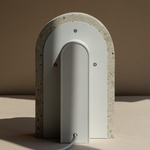 Lampe de table en travertin, source de lumière LED, commande par interrupteur E27, pour chambre à coucher, salon, bureau, design moderne et minimaliste - Product Image 3